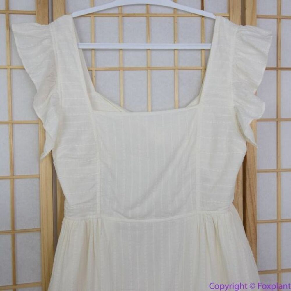 NEW Madewell Ruffle-Strap Tiered‎ Midi Dress in Textural Stripe, XL - Picture 5 of 16